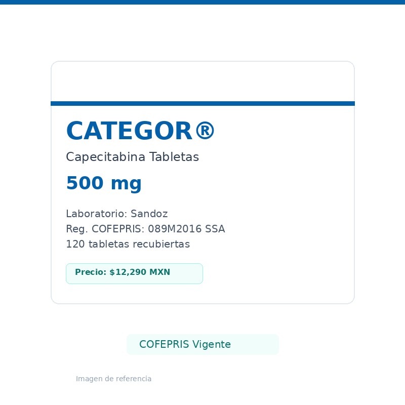 Categor Capecitabina 500 mg 120 tabletas Sandoz
