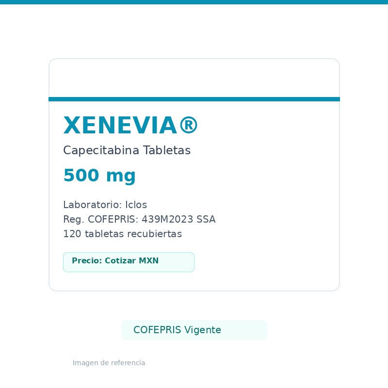 Xenevia 500 Capecitabina 500 mg 120 tabletas Iclos